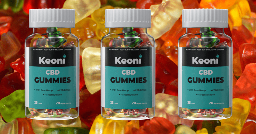 The image shows a picture of Keoni Gummies.