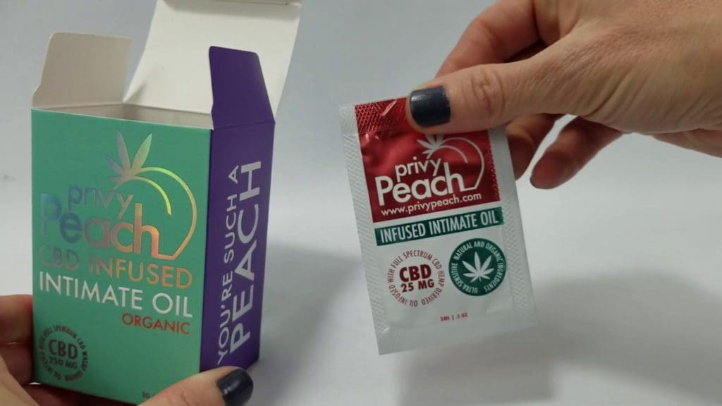 This image shows a picture of Privy Peach CBD products which is being discussed in this article.