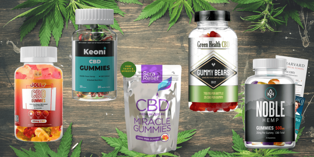 This picture shows all the CBD gummies product promoted in this article.